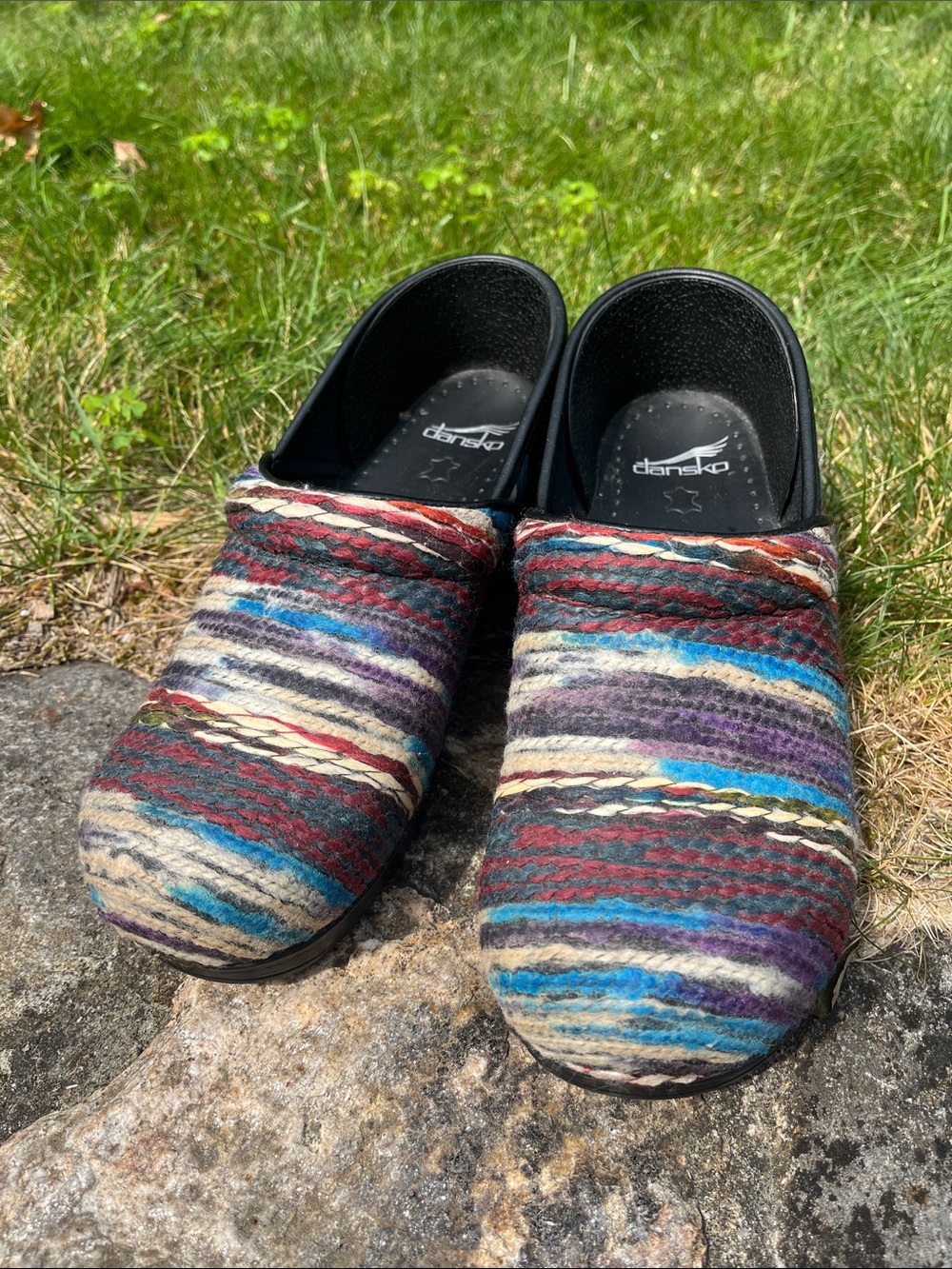 Dansko Woven Multicolor Slip-On Clogs